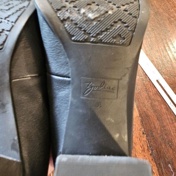 ZODIAC gloria black leather block heel pumps 8.5M classic modern work shoe - Picture 6 of 8